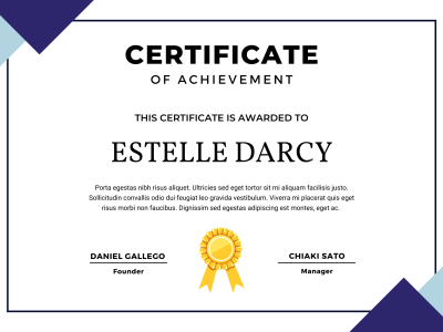Blue Simple Achievement Certificate